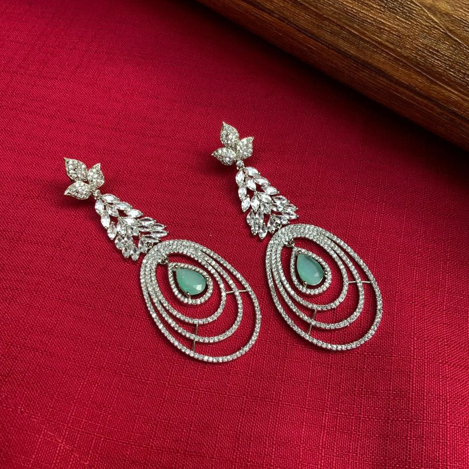 Pretty Silver American Diamond Earrings