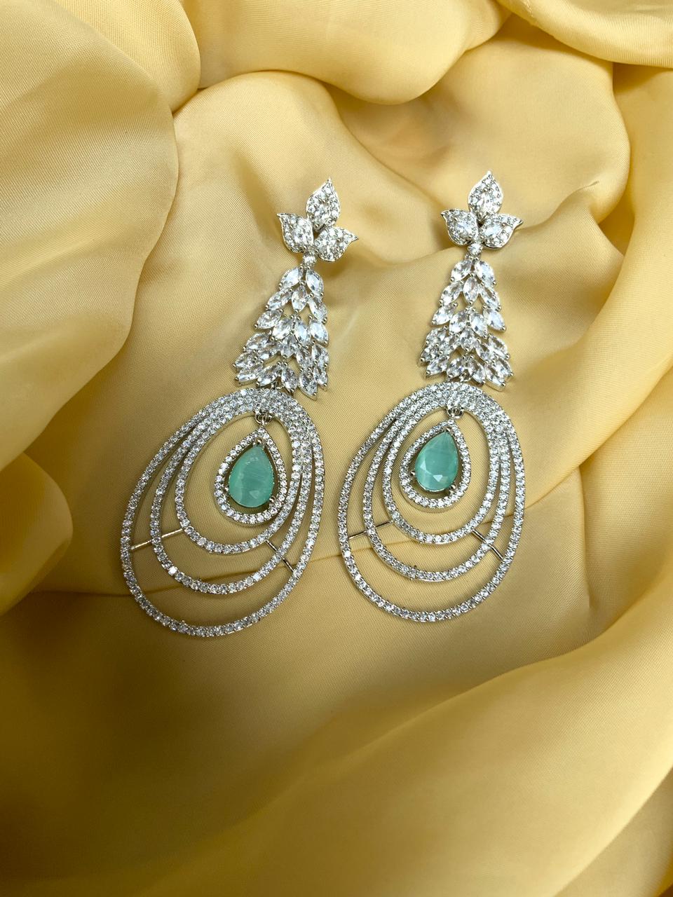 Pretty Silver American Diamond Earrings