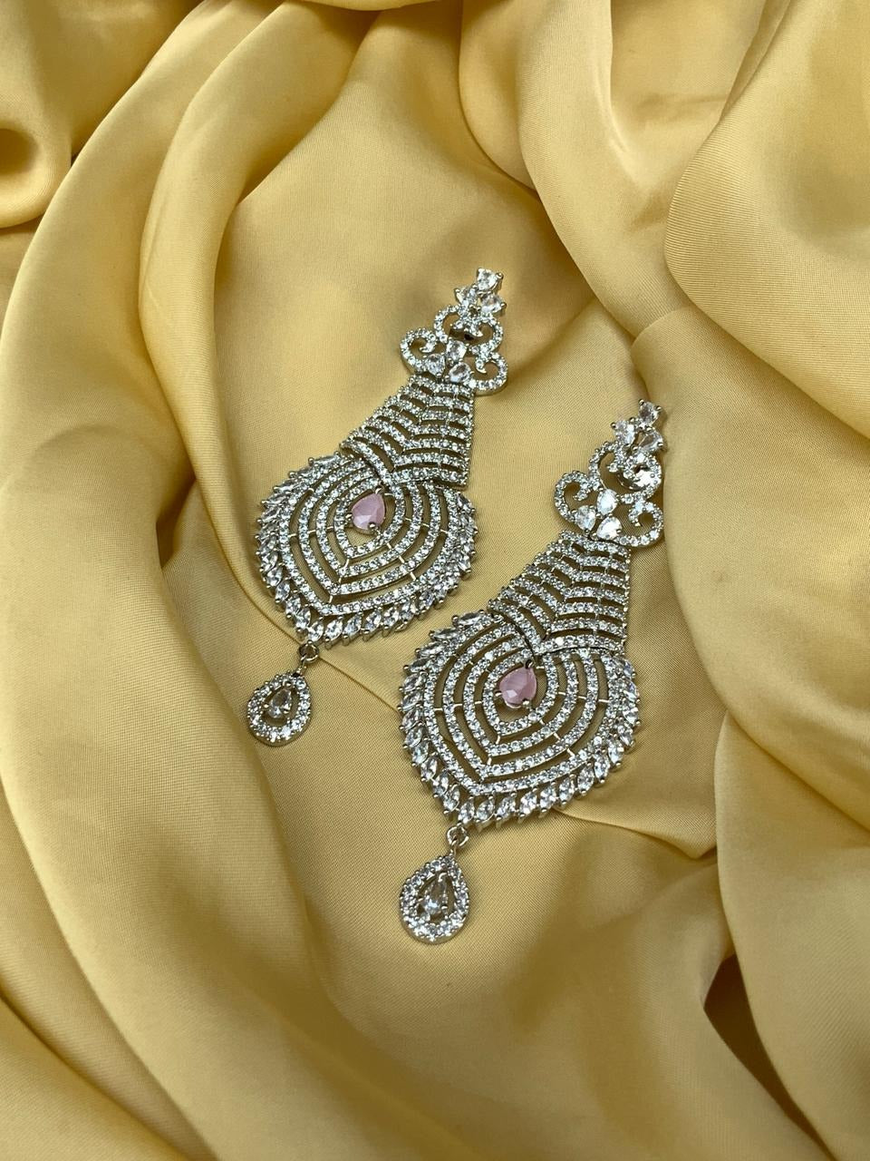 Sparkling Silver American Diamond Earrings