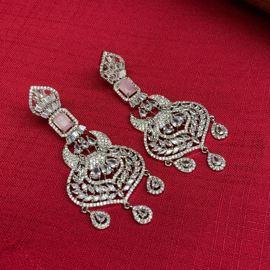 Sparkling Silver American Diamond Earrings