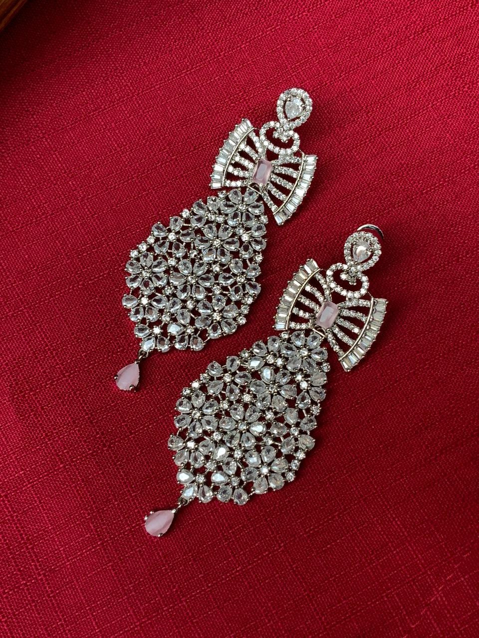 Beautiful Silver American Diamond Earrings - Abdesignsjewellery