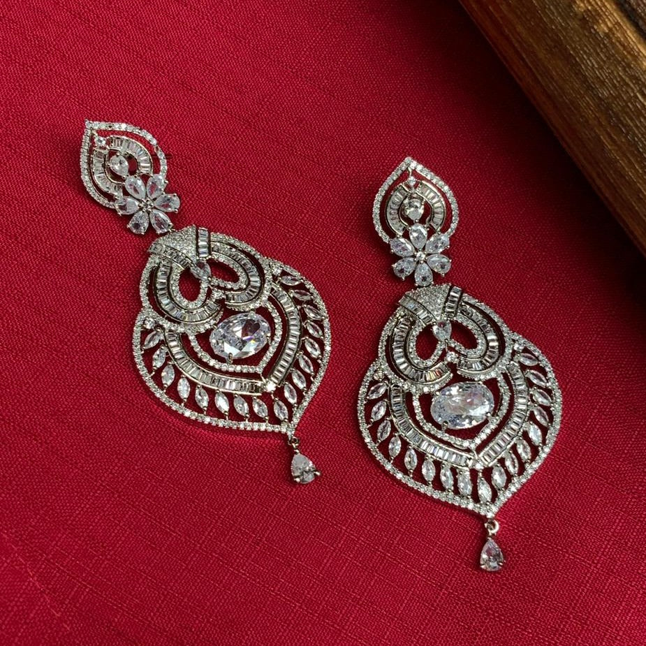 Gorgeous Silver American Diamond Earrings - Abdesignsjewellery