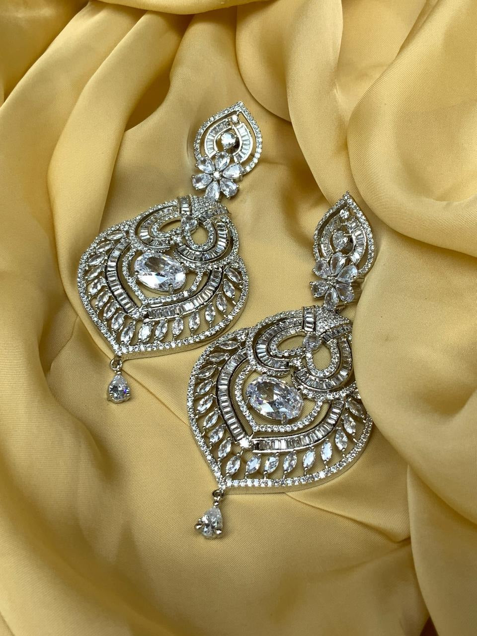 Gorgeous Silver American Diamond Earrings - Abdesignsjewellery