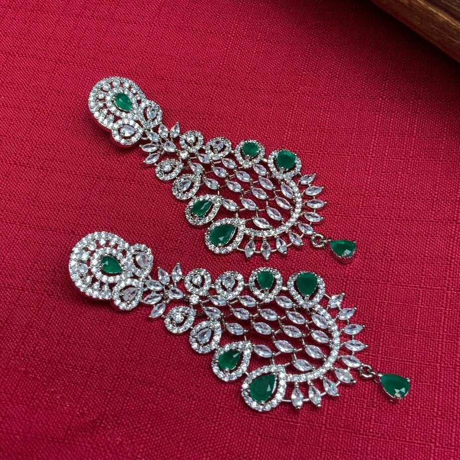 Exquisite Silver American Diamond Earrings - Abdesignsjewellery