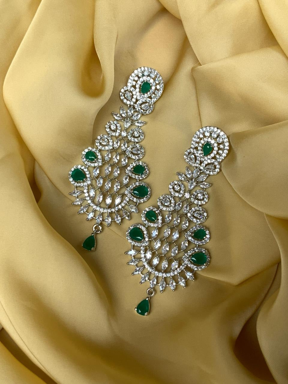 Exquisite Silver American Diamond Earrings - Abdesignsjewellery