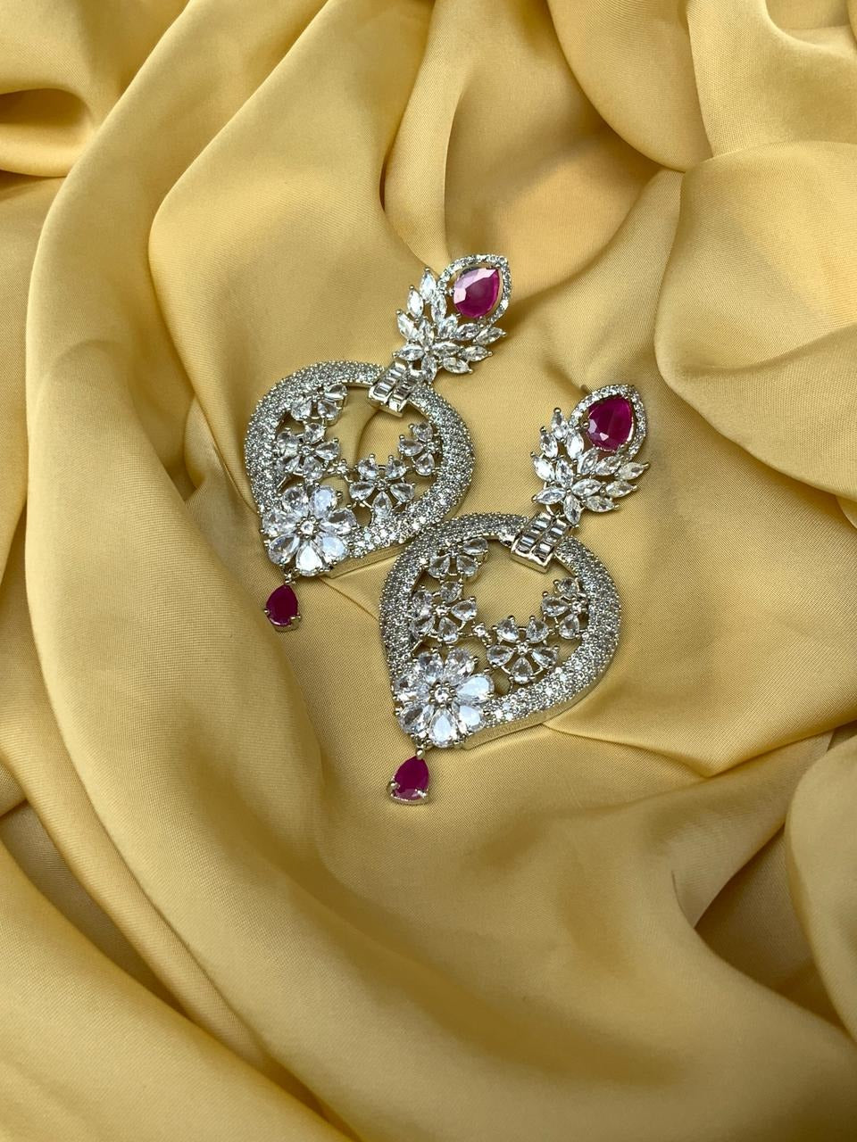 Elegant Silver American Diamond Earrings - Abdesignsjewellery