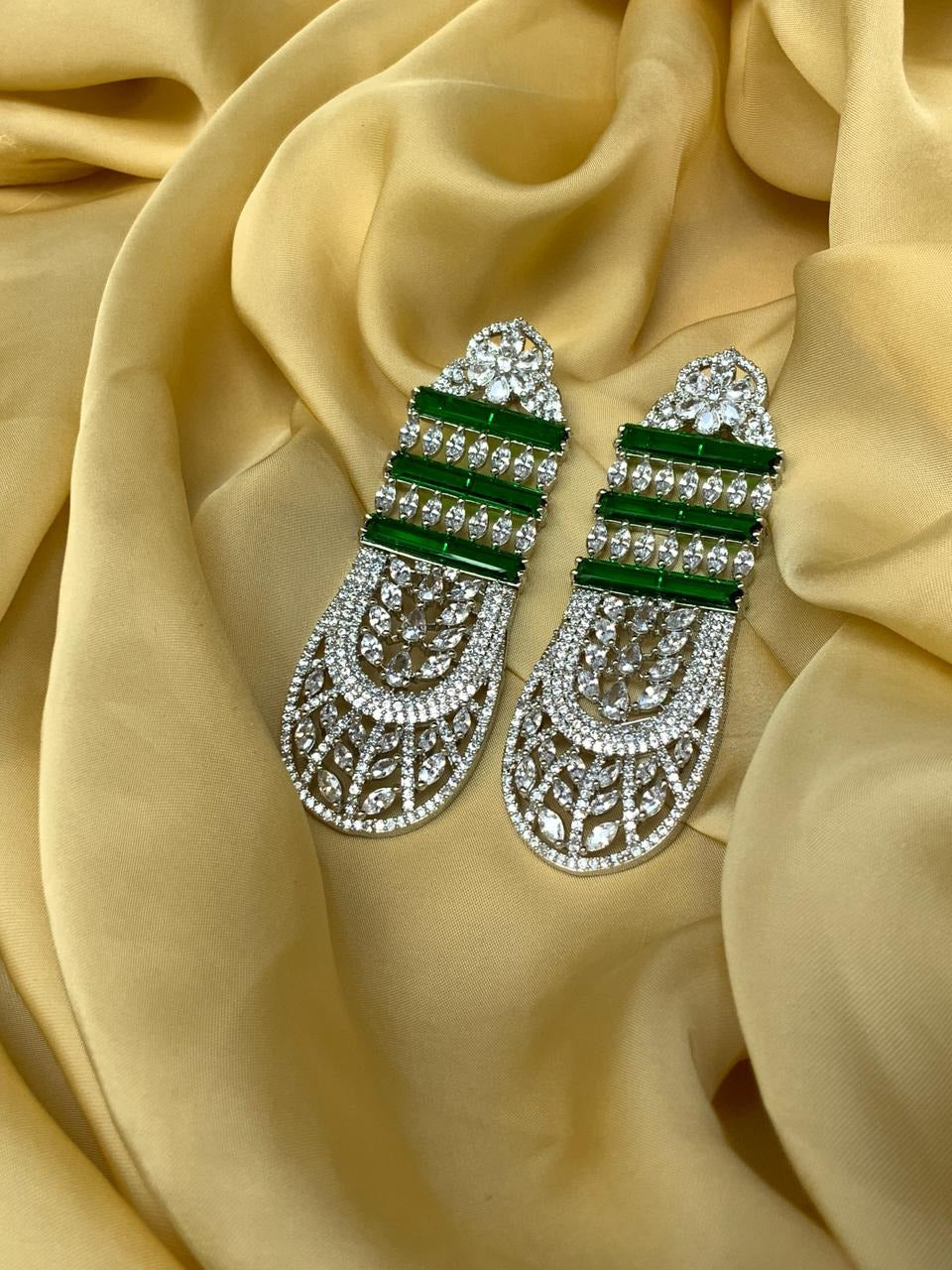 Gorgeous Silver American Diamond Earrings - Abdesignsjewellery