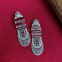 Thumbnail for Gorgeous Red & Silver American Diamond Earrings