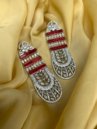 Thumbnail for Gorgeous Red & Silver American Diamond Earrings