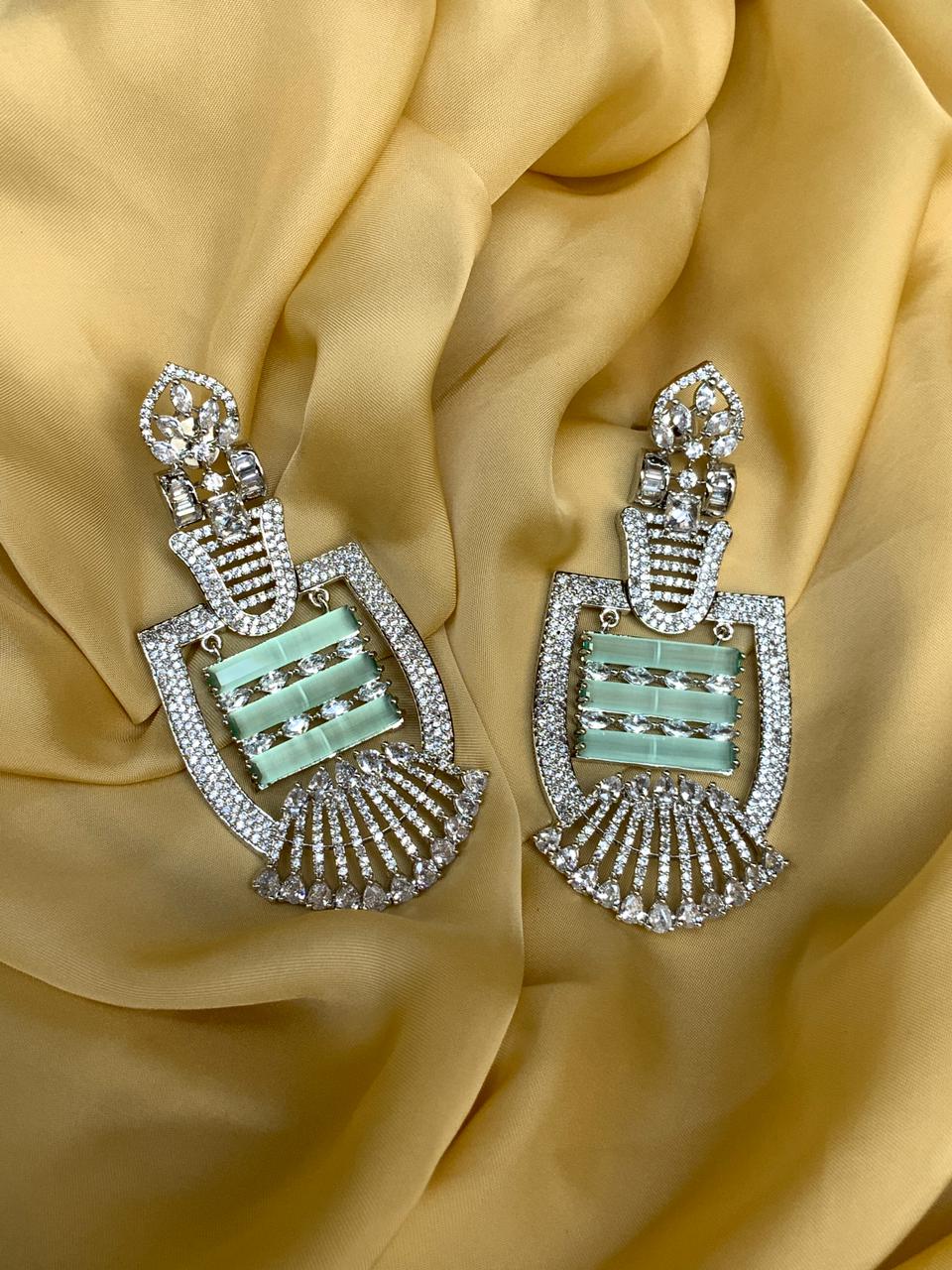 Elegant Silver American Diamond Earrings