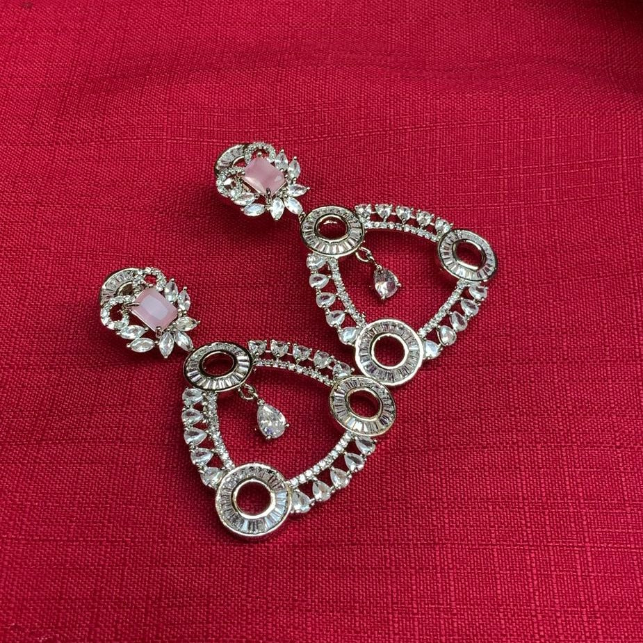Shiny Silver American Diamond Earrings