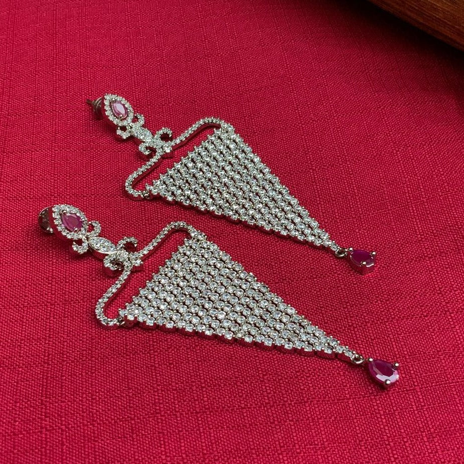 Beautiful Silver American Diamond Earrings - Abdesignsjewellery