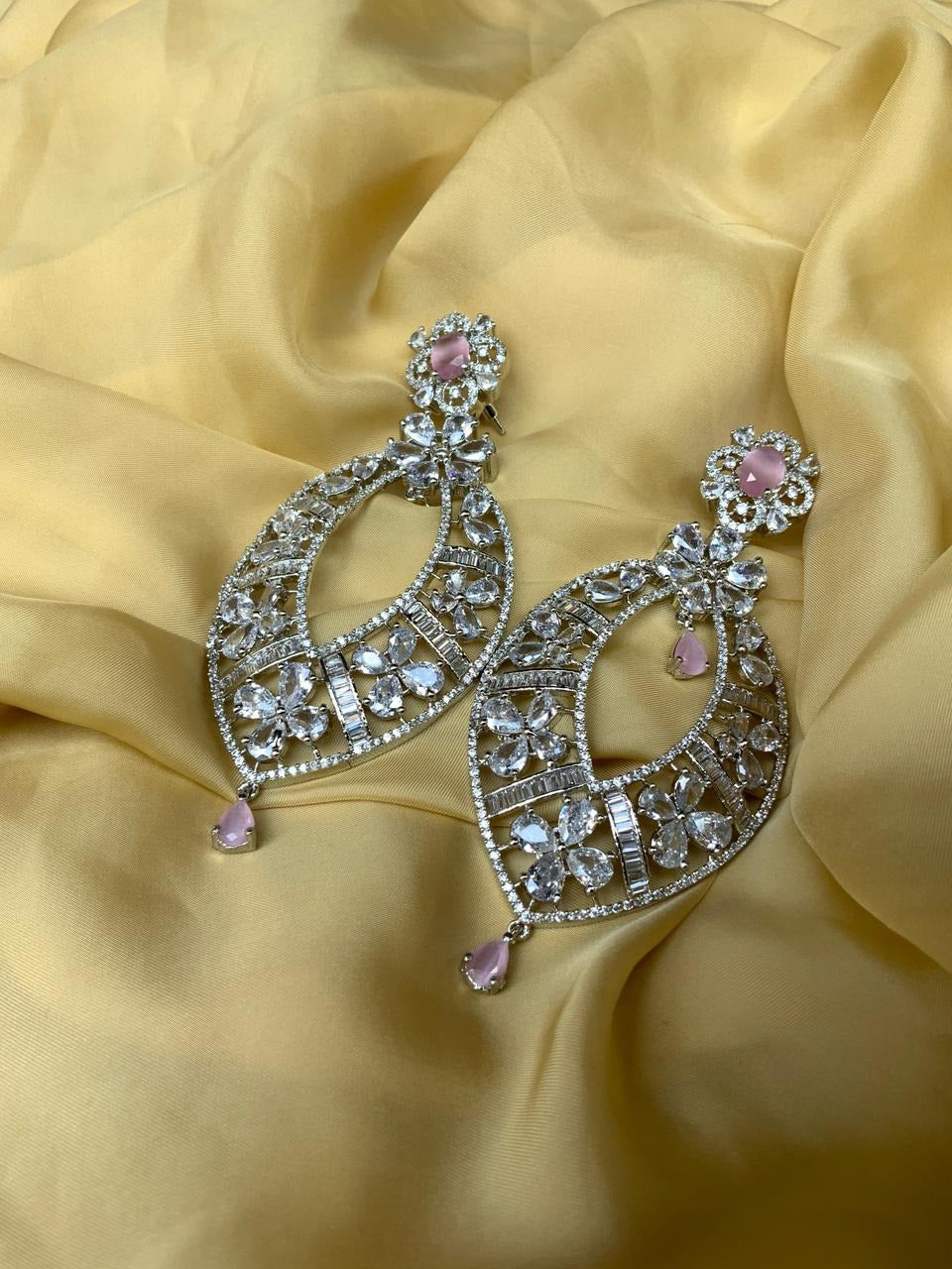 Beautiful Silver American Diamond Earrings - Abdesignsjewellery