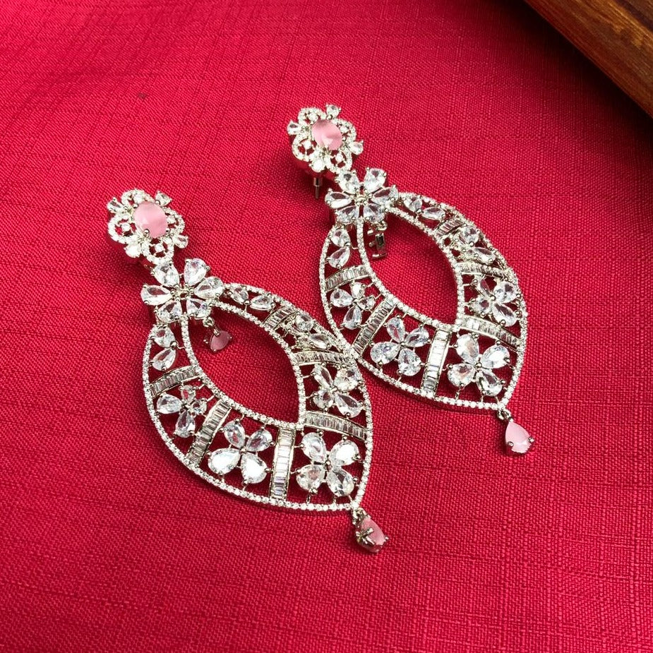 Beautiful Silver American Diamond Earrings - Abdesignsjewellery