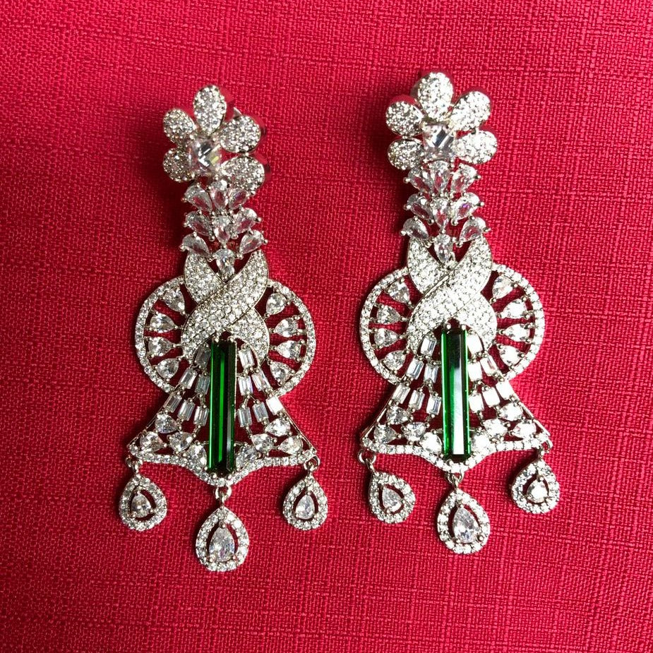 Pretty Silver American Diamond Earrings