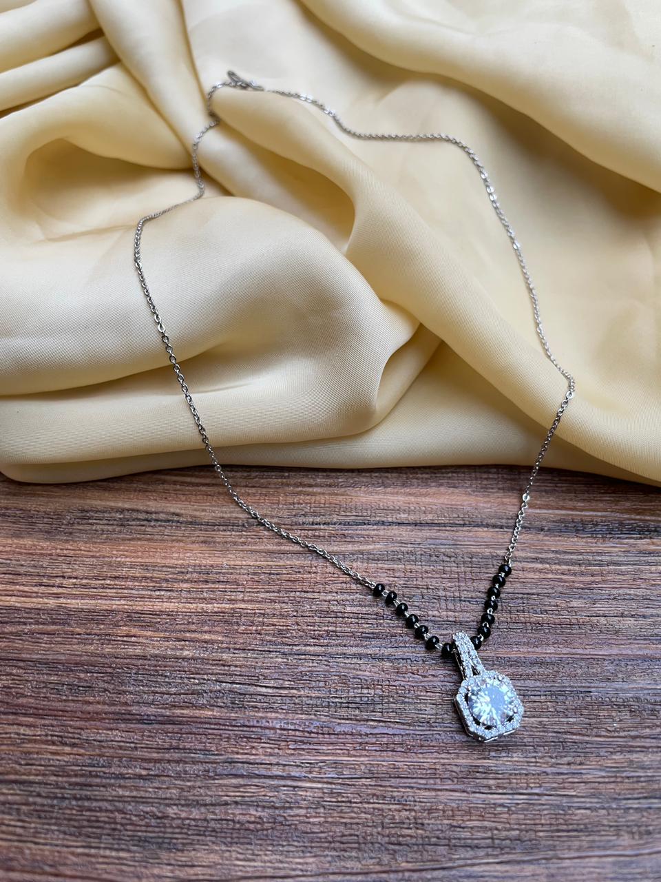 Extraordinary Round American Diamond Mangalsutra - Abdesignsjewellery