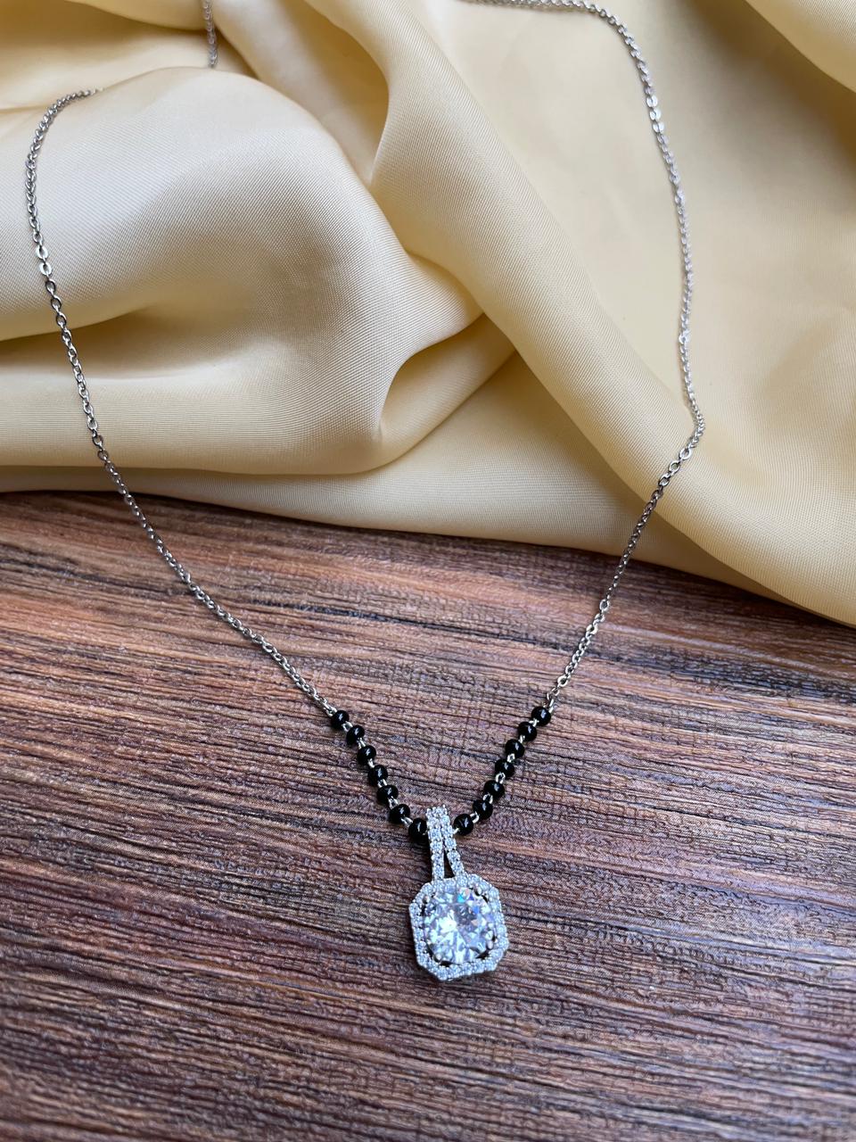 Extraordinary Round American Diamond Mangalsutra - Abdesignsjewellery