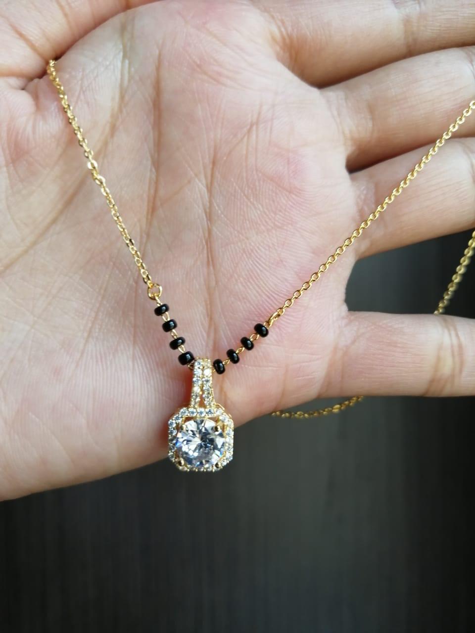 Extraordinary Round American Diamond Mangalsutra - Abdesignsjewellery