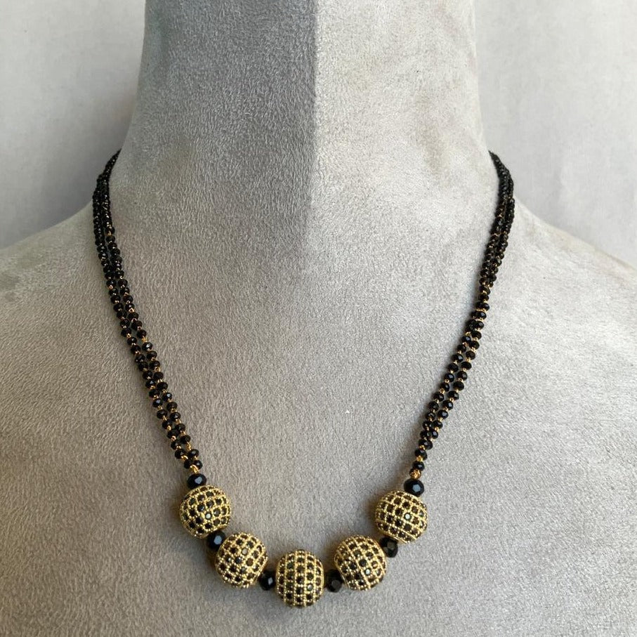 Dailywear 5 Black Ball Gold Mangalsutra - Abdesignsjewellery