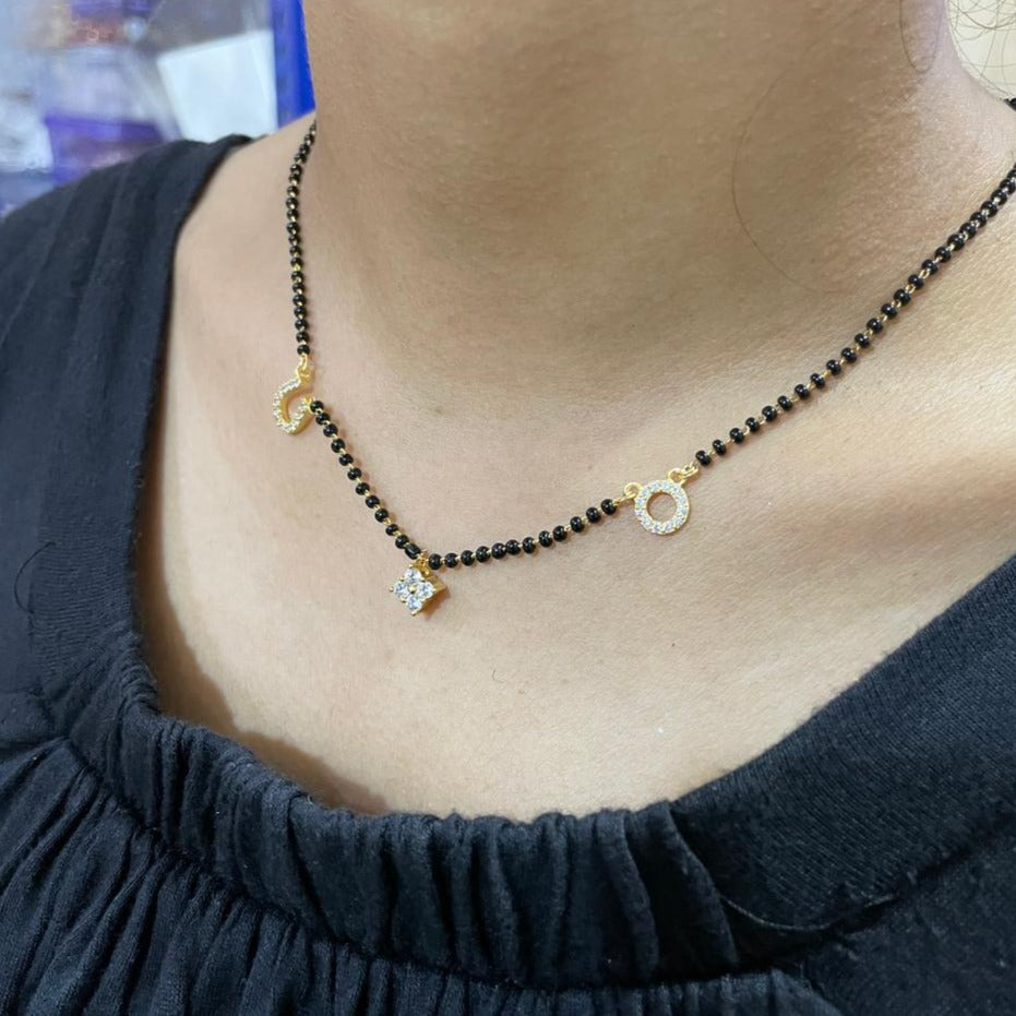 Simple Gold Plated American Diamond Mangalsutra - mangalsutra by Abdesigns Jewellery