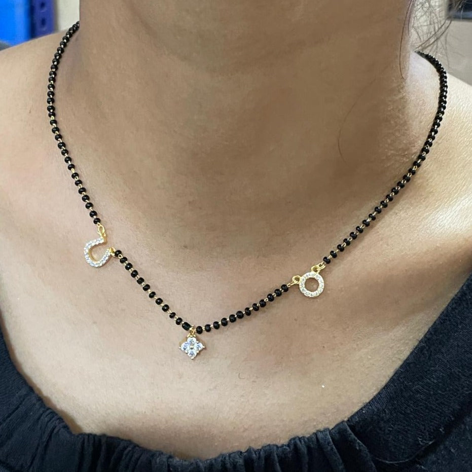 Simple Gold Plated American Diamond Mangalsutra - mangalsutra by Abdesigns Jewellery