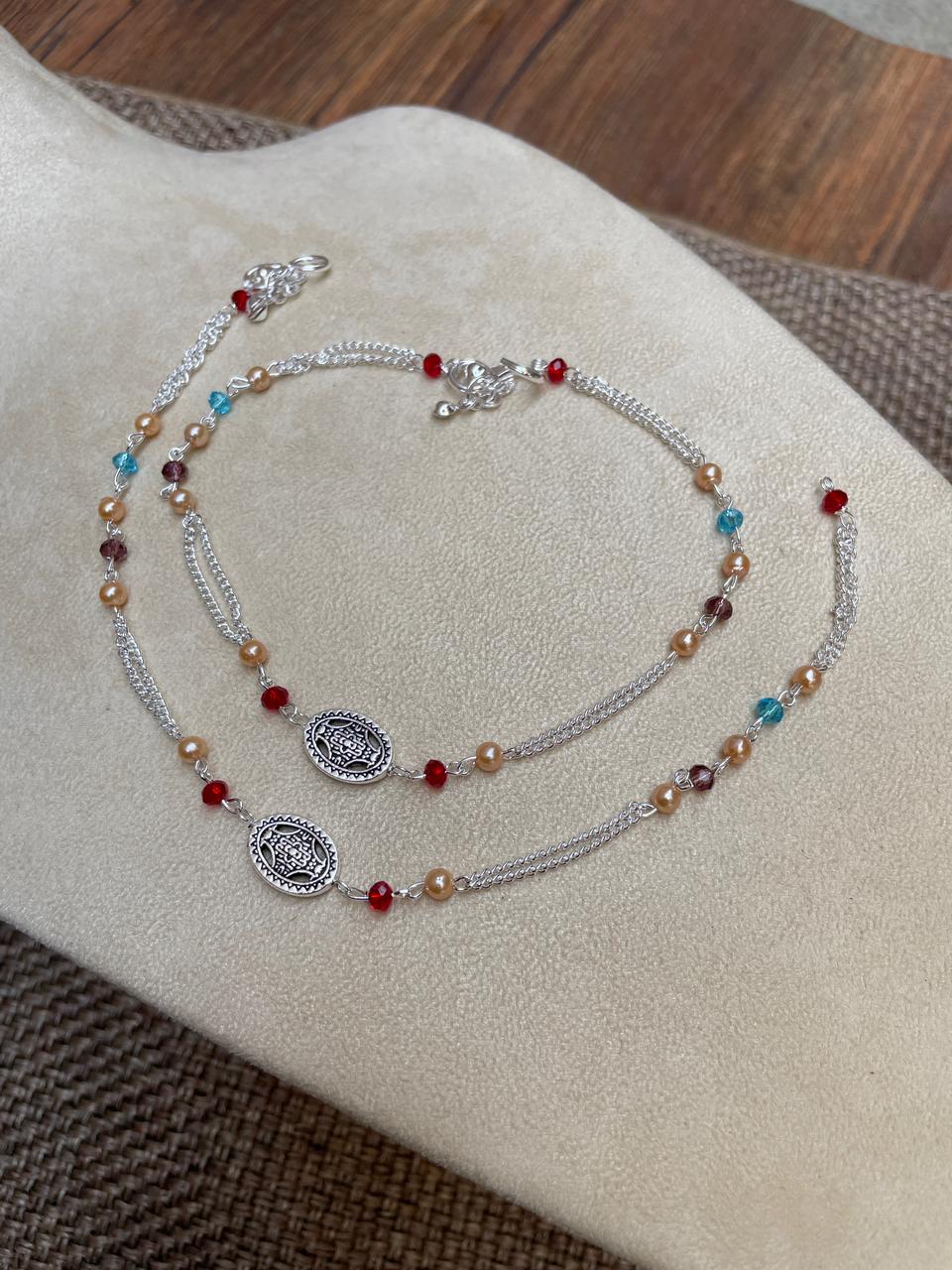Heritage Round Silver Women Anklets - Abdesignsjewellery
