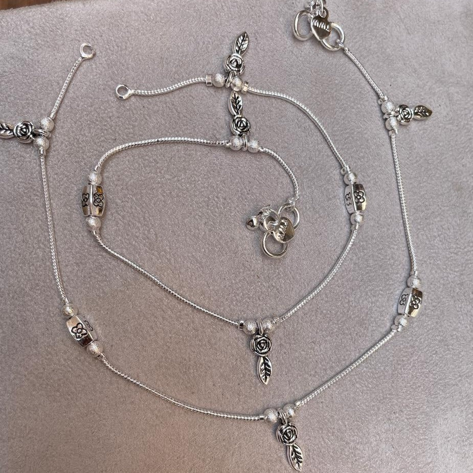 Classic Silver Petal Women Anklets - Abdesignsjewellery