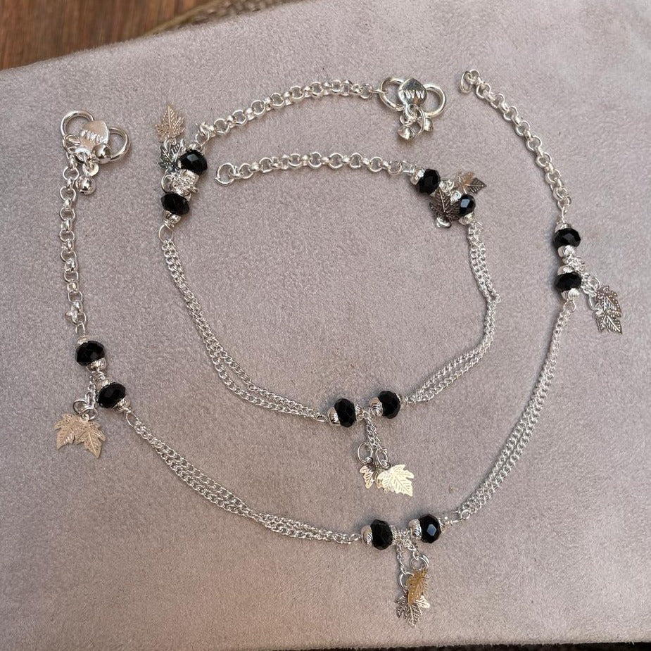 Flower Pattern Silver Anklet - Abdesignsjewellery