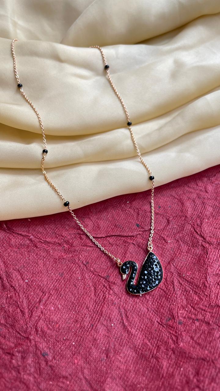 Charcoal Matt Black Swan Mangalsutra - Abdesignsjewellery