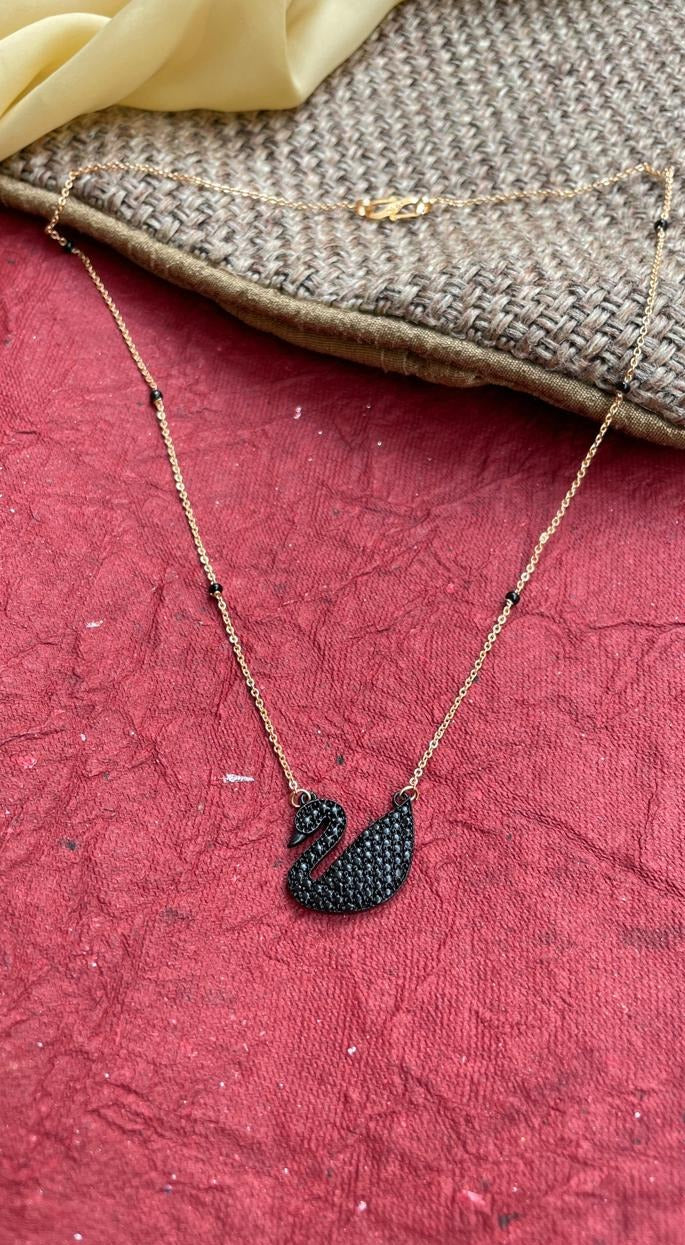 Charcoal Matt Black Swan Mangalsutra - Abdesignsjewellery