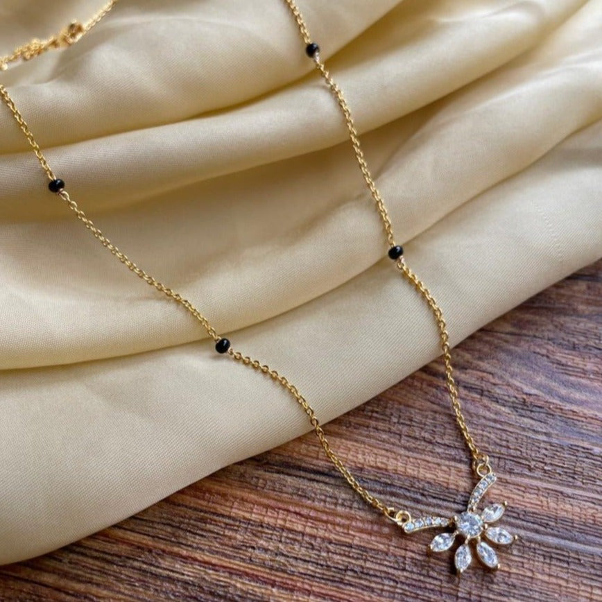 Cute Mini Floral Autograph Mangalsutra - Abdesignsjewellery