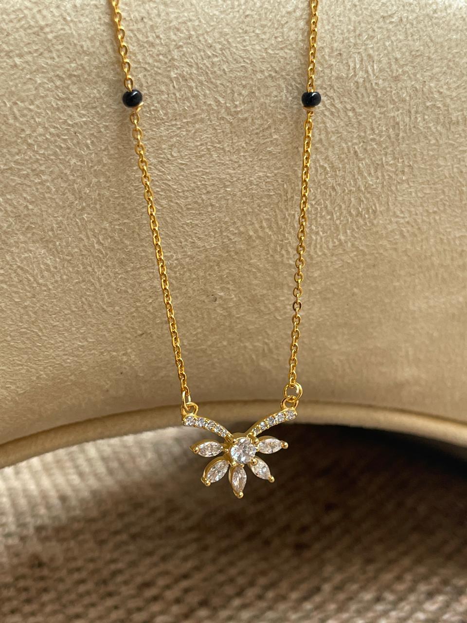 Cute Mini Floral Autograph Mangalsutra - Abdesignsjewellery