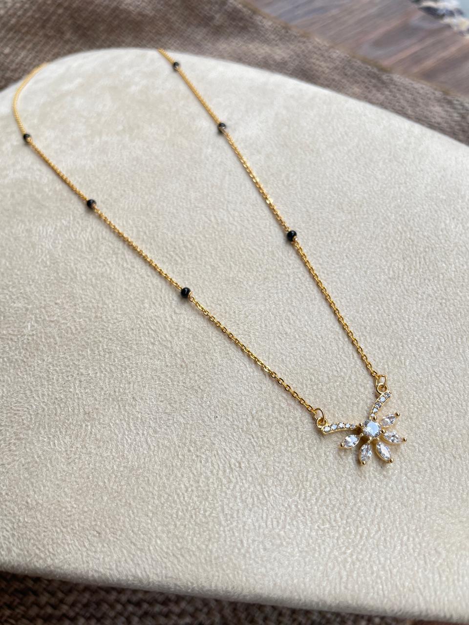 Cute Mini Floral Autograph Mangalsutra - Abdesignsjewellery