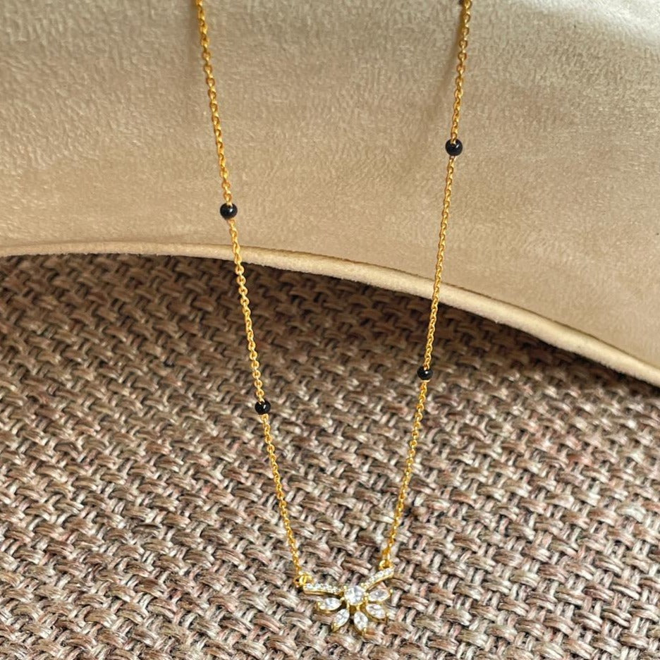 Cute Mini Floral Autograph Mangalsutra - Abdesignsjewellery