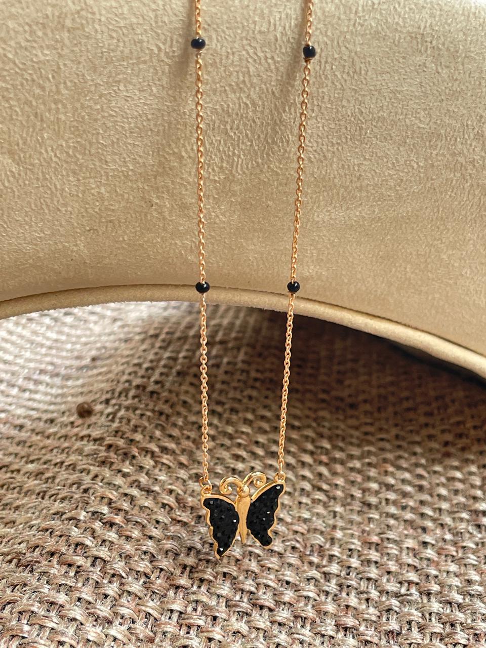 Black Butterfly Rose Gold Mangalsutra - Abdesignsjewellery