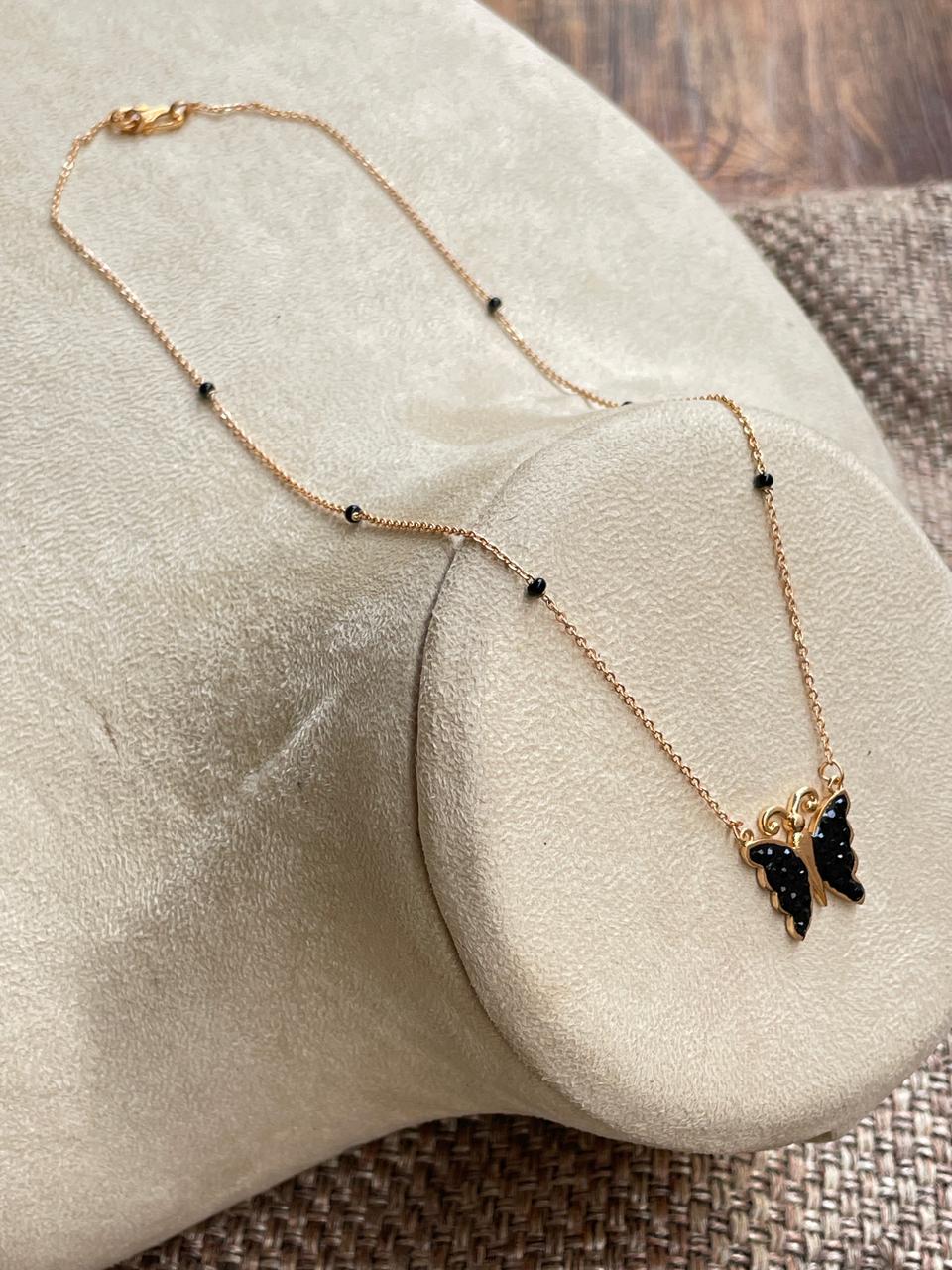 Black Butterfly Rose Gold Mangalsutra - Abdesignsjewellery