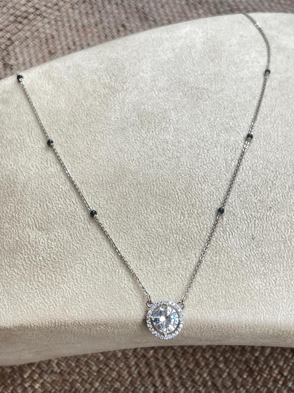 Attractive Silver Single Stone Mangalsutra - Abdesignsjewellery