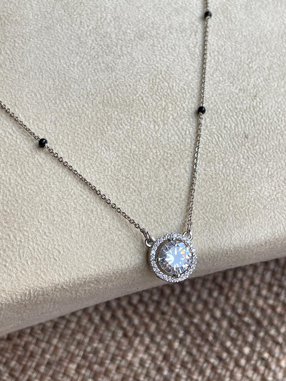 Attractive Silver Single Stone Mangalsutra - Abdesignsjewellery