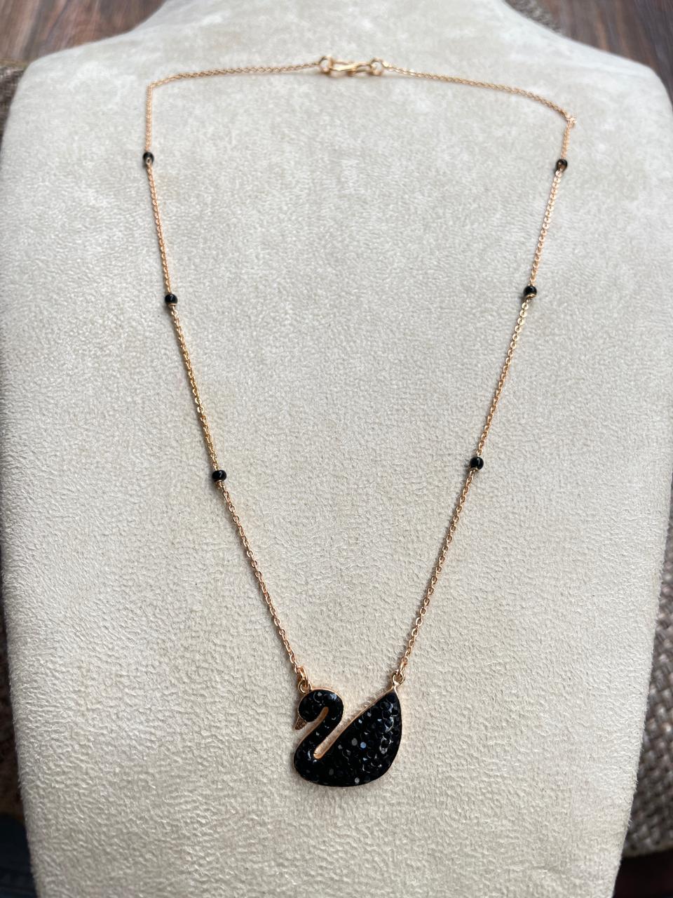 Attractive Black Swan Rose Gold Mangalsutra - Abdesignsjewellery
