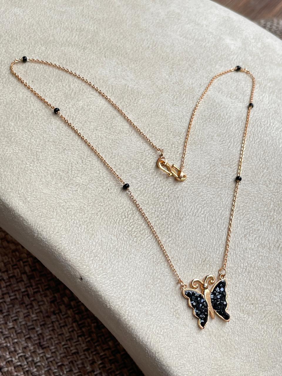 Black Butterfly Rose Gold Mangalsutra