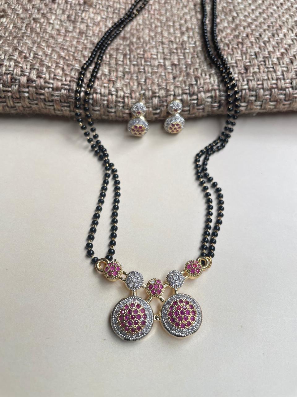 Beautiful Gold Plating Pink Maharastra Vatti Mangalsutra - Abdesignsjewellery