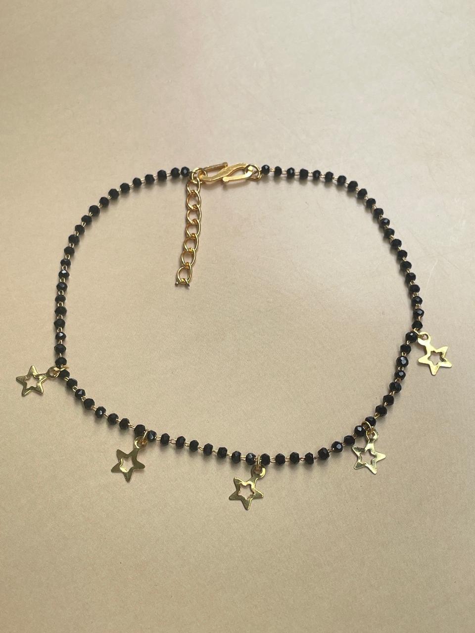 Star Black Crystal Bead Anklet