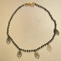 Thumbnail for Leaf Black Crystal Bead Anklet