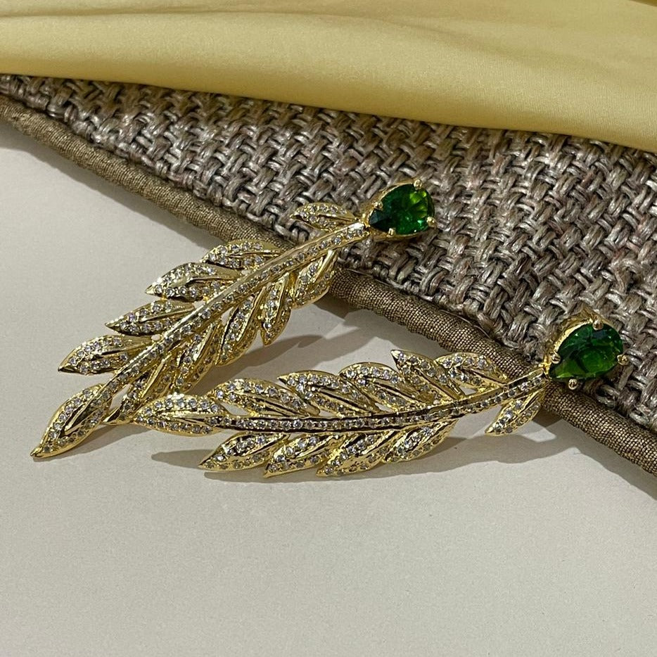 Cut Square Leaf American Diamond Design Earrings - Abdesignsjewellery