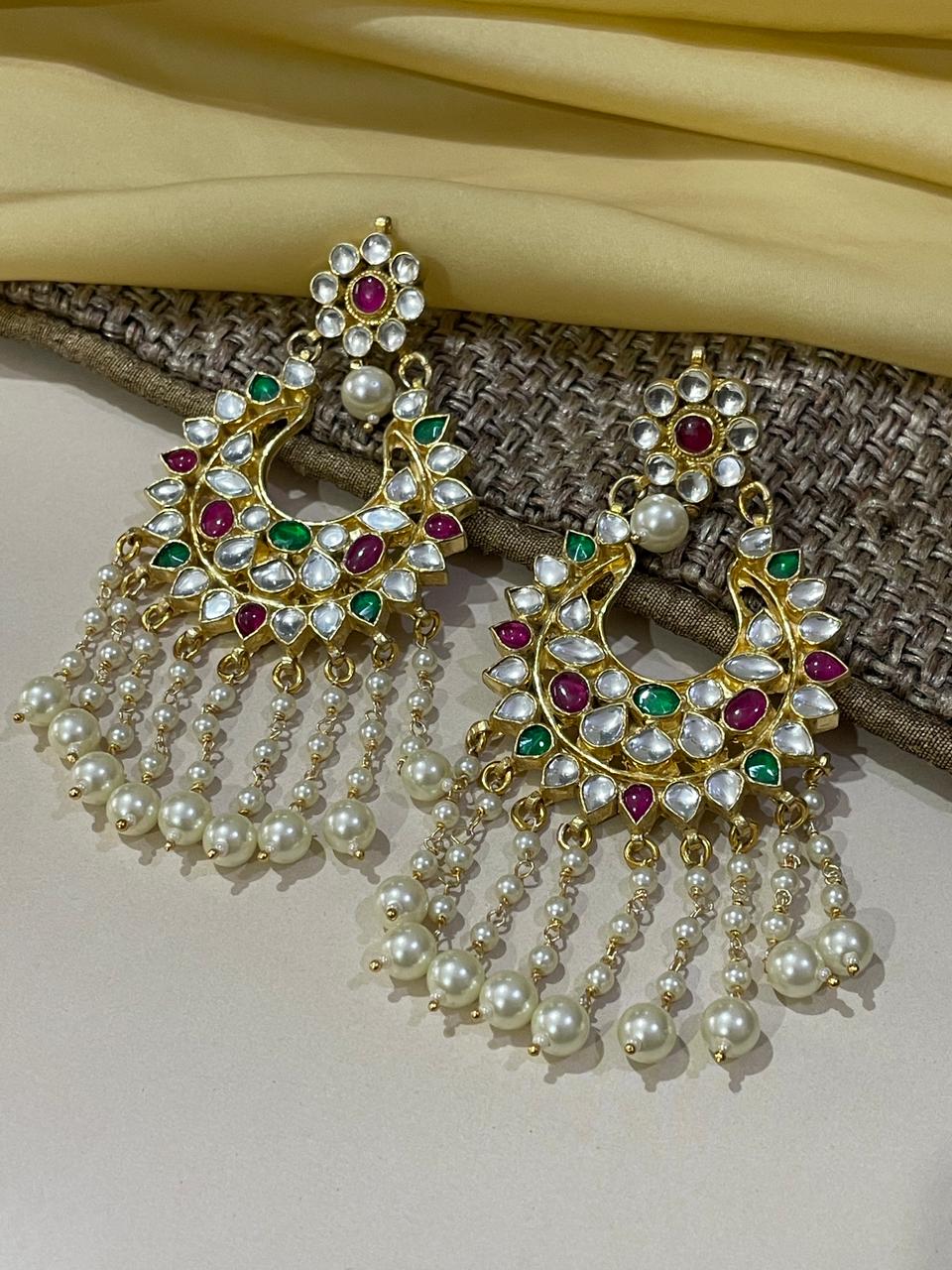 Polki Meena Kundan Earrings