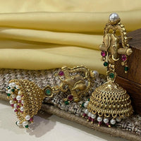 Thumbnail for Gold Temple Kundan Earrings
