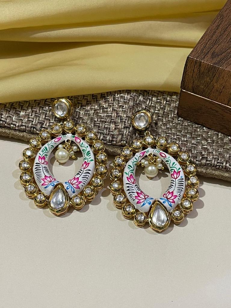Ruby Green Kundan Pearl Earrings
