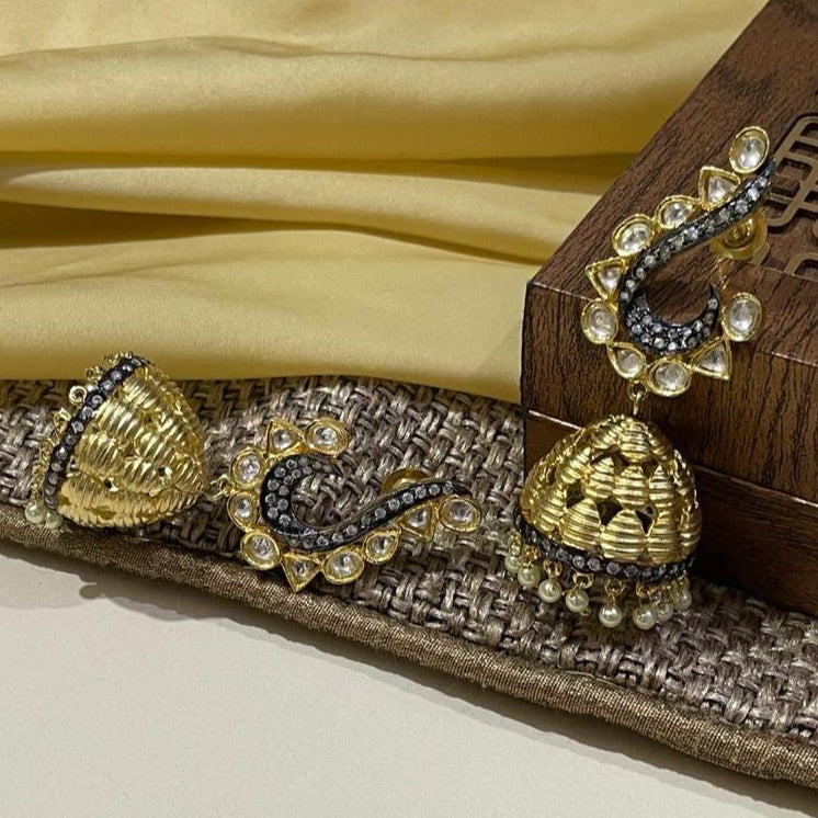 Jumkha Meena Kundan Earrings