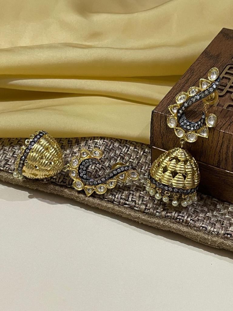 Jumkha Meena Kundan Earrings