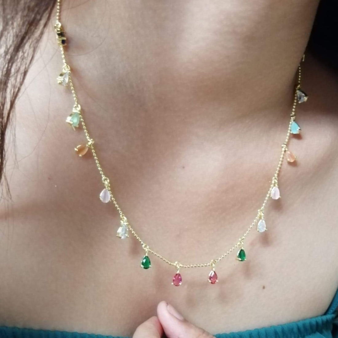 Dailywear Rainbow Drop Necklace - Abdesignsjewellery